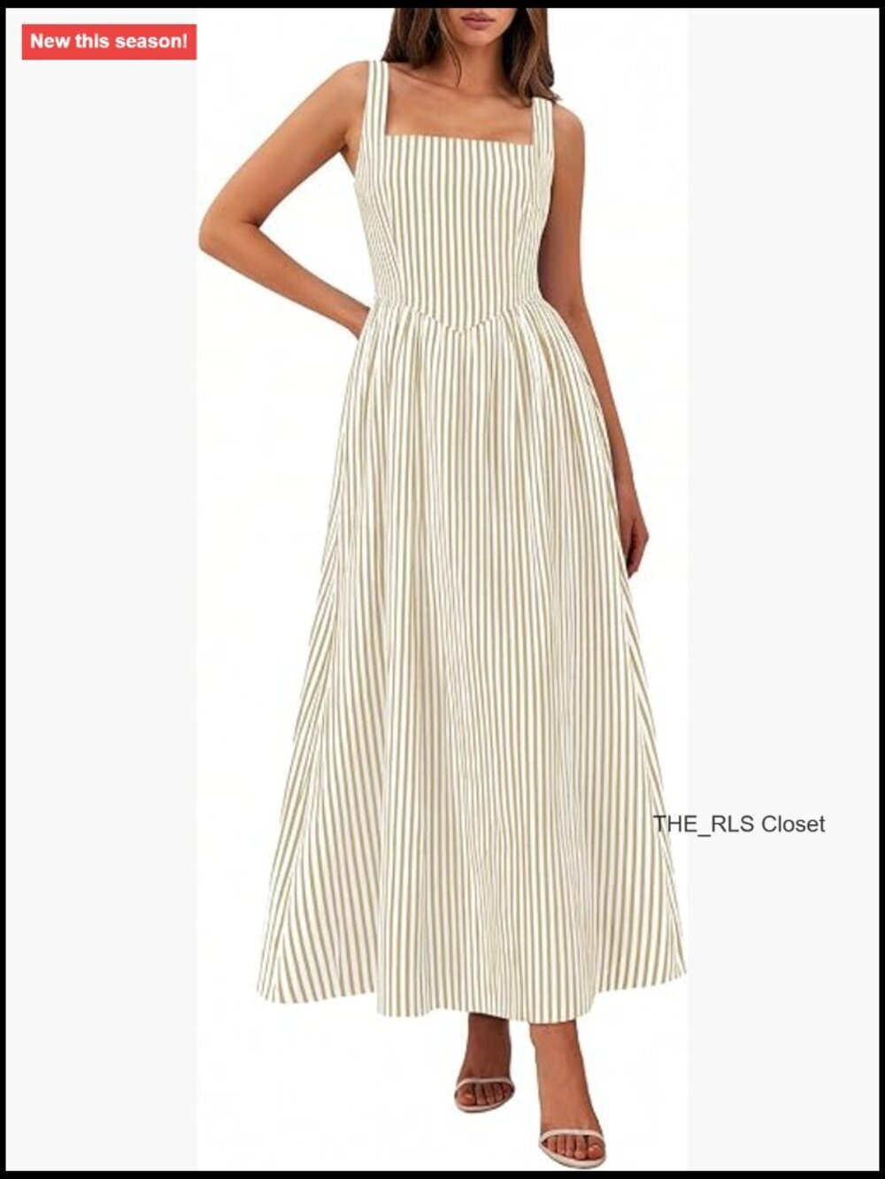 Striped Maxi Dress with Pockets, Smocked Back, Square Neck
